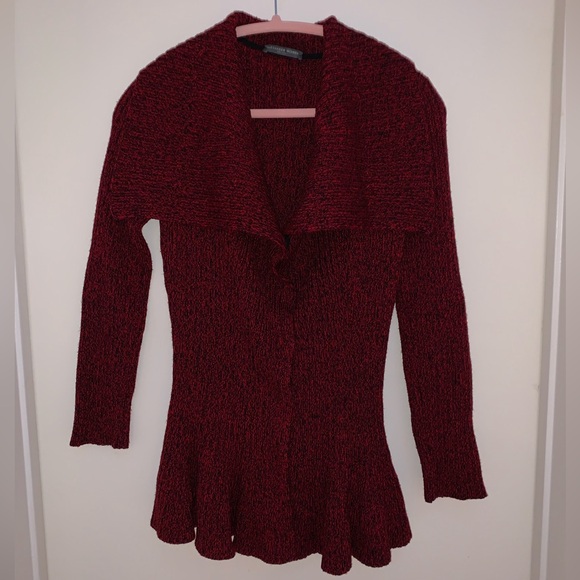 Alexander McQueen peplum marked Red Wool Cardigan sweater - Picture 10 of 13